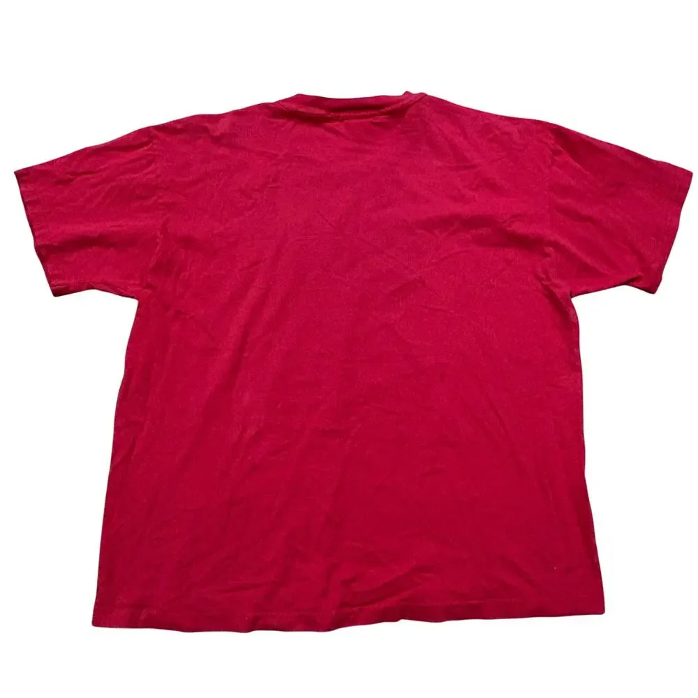 Coca Cola Embroidered Single Stitch Men's Red T-Shirt XL Vintage 90's‎ USA Coke